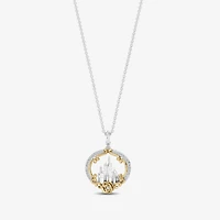 Enchanted Disney Fine Jewelry Womens 1/ CT. T.W. Natural White Diamond 14K Gold Sterling Silver 16 Inch Pendant Necklace