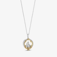 Enchanted Disney Fine Jewelry Womens 1/ CT. T.W. Natural White Diamond 14K Gold Sterling Silver 16 Inch Pendant Necklace