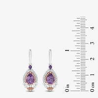 Womens 1/6 CT. T.W. Genuine Purple Amethyst 14K Rose Gold Sterling Silver Ariel Princess The Little Mermaid Drop Earrings