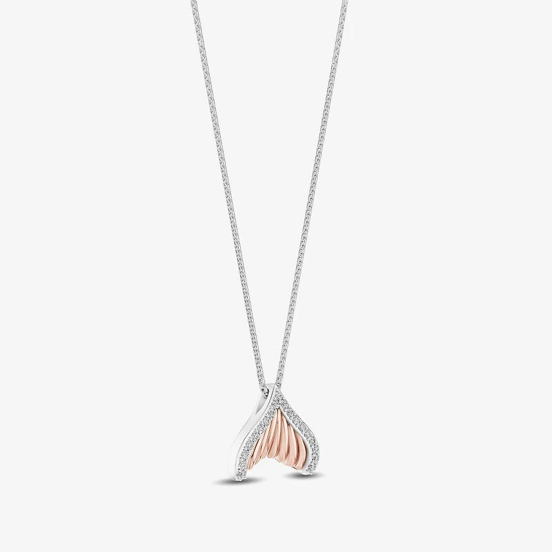 Enchanted Disney Fine Jewelry Womens 1/6 CT. T.W. Natural White Diamond 10K Rose Gold Sterling Silver 17 Inch Pendant Necklace