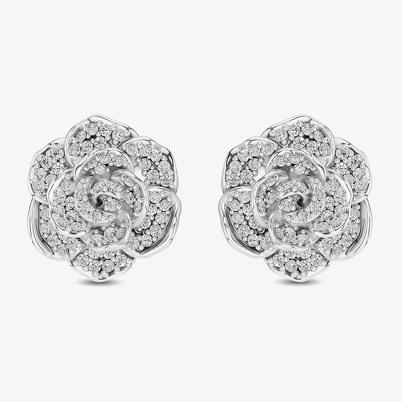 Enchanted Disney Fine Jewelry 1/2 CT. T.W. Natural White Diamond 14K Gold 16.8mm Flower Cinderella Princess Stud Earrings