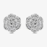 Enchanted Disney Fine Jewelry 1/2 CT. T.W. Natural White Diamond 14K Gold 16.8mm Flower Cinderella Princess Stud Earrings