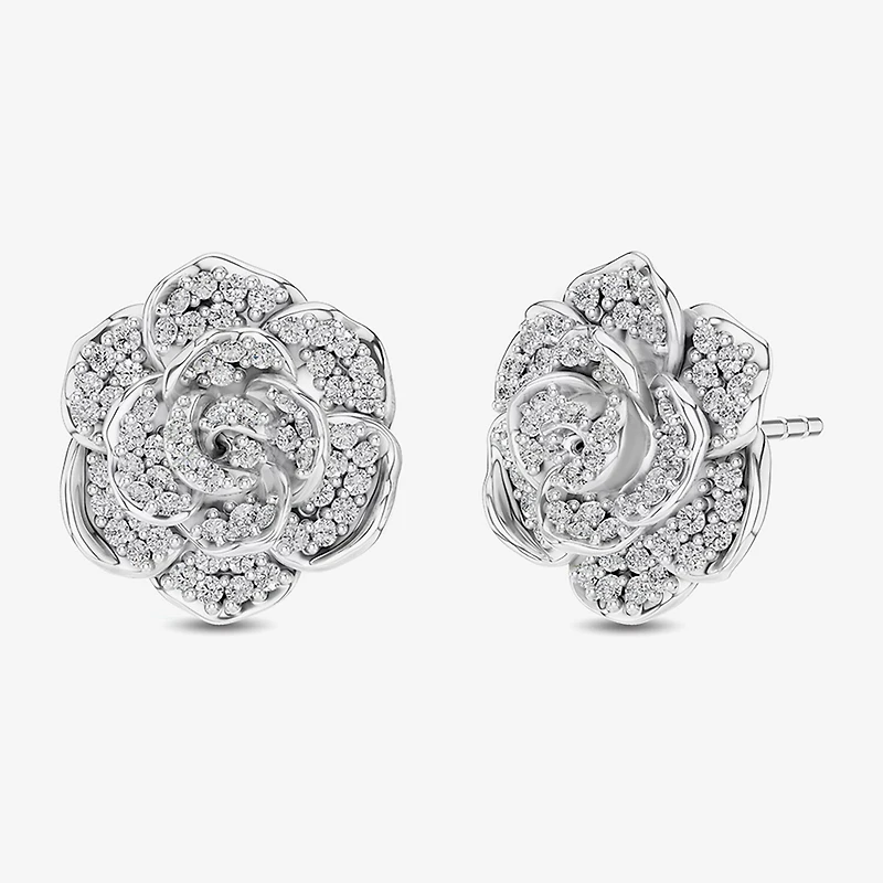Enchanted Disney Fine Jewelry 1/2 CT. T.W. Natural White Diamond 14K Gold 16.8mm Flower Cinderella Princess Stud Earrings