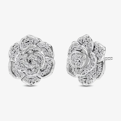 Enchanted Disney Fine Jewelry 1/2 CT. T.W. Natural White Diamond 14K Gold 16.8mm Flower Cinderella Princess Stud Earrings