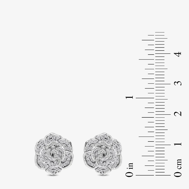 Enchanted Disney Fine Jewelry 1/2 CT. T.W. Natural White Diamond 14K Gold 16.8mm Flower Cinderella Princess Stud Earrings