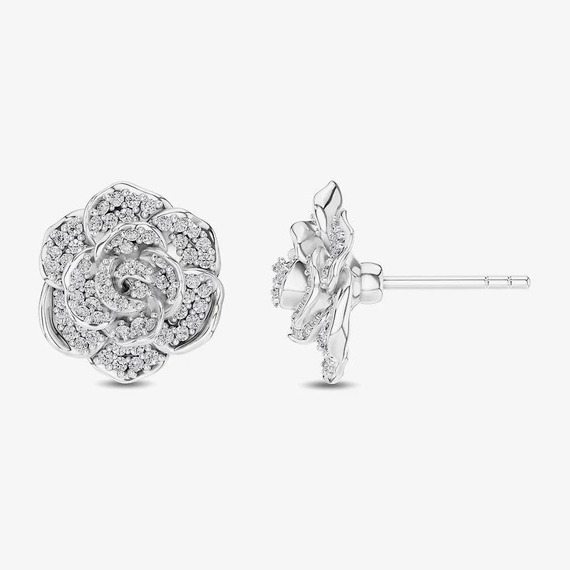 Enchanted Disney Fine Jewelry 1/2 CT. T.W. Natural White Diamond 14K Gold 16.8mm Flower Cinderella Princess Stud Earrings