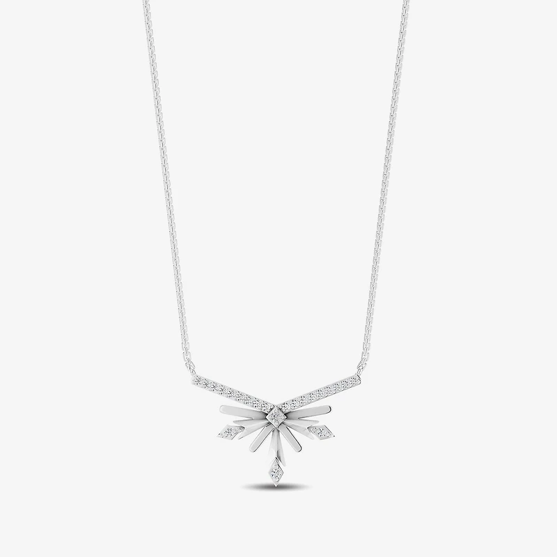 Enchanted Disney Fine Jewelry Womens 1/10 CT. T.W. Natural White Diamond Sterling Silver 18 Inch Pendant Necklace