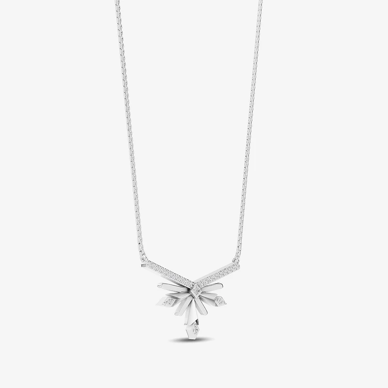 Enchanted Disney Fine Jewelry Womens 1/10 CT. T.W. Natural White Diamond Sterling Silver 18 Inch Pendant Necklace