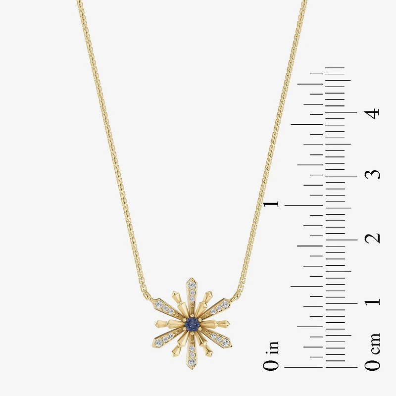 Enchanted Disney Fine Jewelry Womens 1/10 CT. T.W. Genuine Blue Aquamarine Sterling Silver 17 1/2 Inch Pendant Necklace