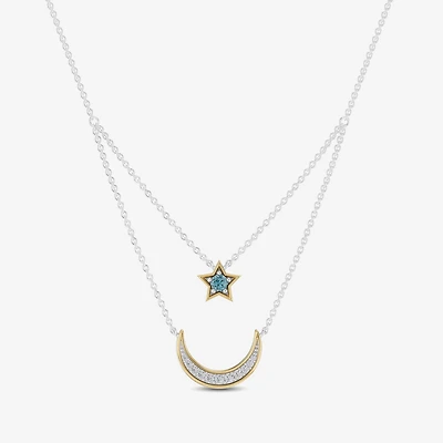 Enchanted Disney Fine Jewelry Womens 1/6 CT. T.W. Genuine Blue Topaz 14K Gold Sterling Silver 15 Inch Pendant Necklace