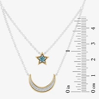 Enchanted Disney Fine Jewelry Womens 1/6 CT. T.W. Genuine Blue Topaz 14K Gold Sterling Silver 15 Inch Pendant Necklace