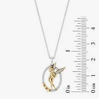 Enchanted Disney Fine Jewelry Tinkerbell Womens 1/10 CT. T.W. Natural White Diamond 14K Gold Over Silver Sterling Silver 18 Inch Pendant Necklace
