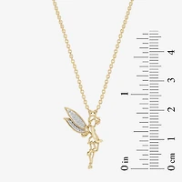 Enchanted Disney Fine Jewelry Tinkerbell Womens Diamond Accent Natural White Diamond 14K Gold Over Silver 18 Inch Pendant Necklace