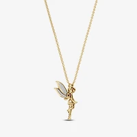 Enchanted Disney Fine Jewelry Tinkerbell Womens Diamond Accent Natural White Diamond 14K Gold Over Silver 18 Inch Pendant Necklace