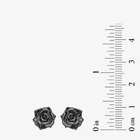 Enchanted Disney Fine Jewelry 1/6 CT. T.W. Natural Black Diamond Sterling Silver 14.8mm Flower Maleficent Stud Earrings