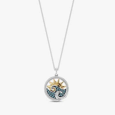 Enchanted Disney Fine Jewelry Womens 1/6 CT. T.W. Genuine Blue Topaz 14K Gold Over Silver Sterling Silver 18 Inch Pendant Necklace