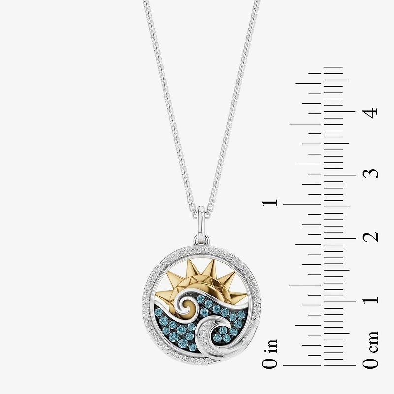 Enchanted Disney Fine Jewelry Womens 1/6 CT. T.W. Genuine Blue Topaz 14K Gold Over Silver Sterling Silver 18 Inch Pendant Necklace