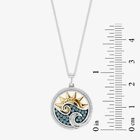 Enchanted Disney Fine Jewelry Womens 1/6 CT. T.W. Genuine Blue Topaz 14K Gold Over Silver Sterling Silver 18 Inch Pendant Necklace