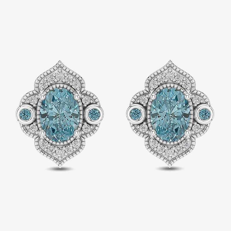 Enchanted Disney Fine Jewelry 1/6 CT. T.W. Genuine Blue Topaz Sterling Silver 14mm Aladdin Jasmine Stud Earrings