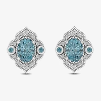 Enchanted Disney Fine Jewelry 1/6 CT. T.W. Genuine Blue Topaz Sterling Silver 14mm Aladdin Jasmine Stud Earrings