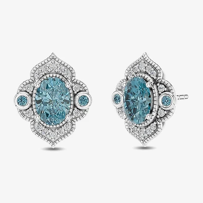 Enchanted Disney Fine Jewelry 1/6 CT. T.W. Genuine Blue Topaz Sterling Silver 14mm Aladdin Jasmine Stud Earrings