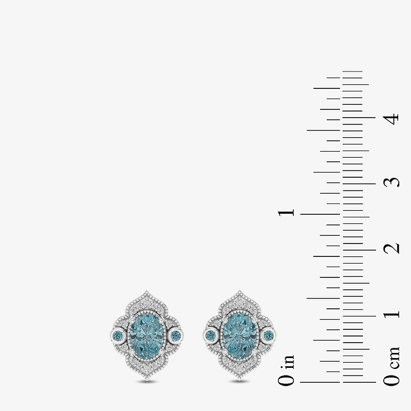 Enchanted Disney Fine Jewelry 1/6 CT. T.W. Genuine Blue Topaz Sterling Silver 14mm Aladdin Jasmine Stud Earrings
