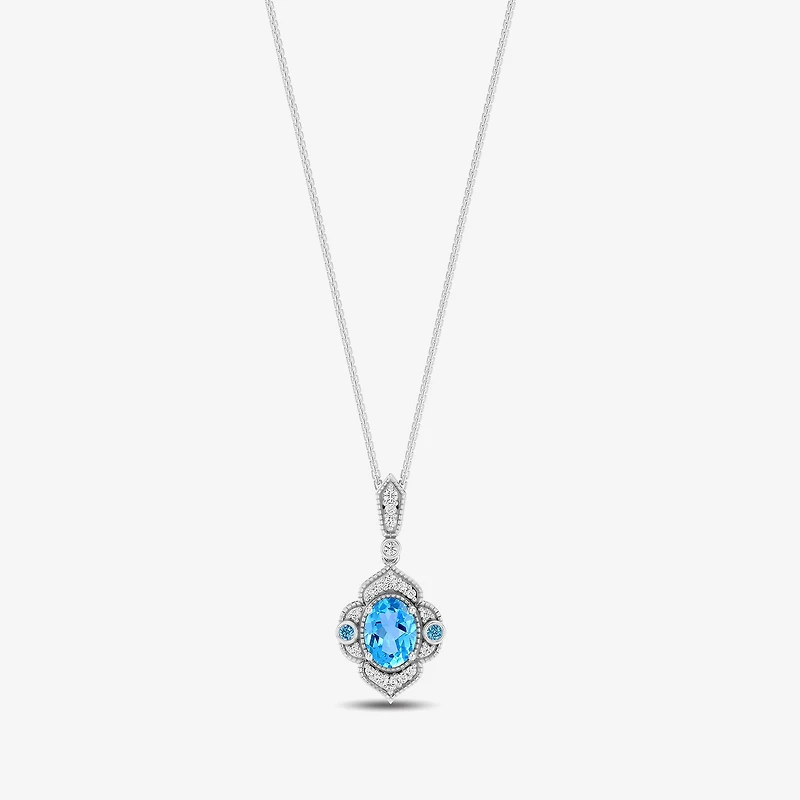 Enchanted Disney Fine Jewelry Womens 1/6 CT. T.W. Genuine Blue Topaz Sterling Silver 18 Inch Pendant Necklace