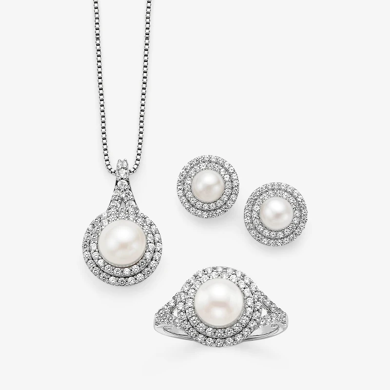 Gemstone & Lab-Created White Sapphire Sterling Silver Halo Pendant Necklace