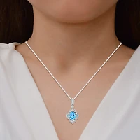Enchanted Disney Fine Jewelry Womens 1/6 CT. T.W. Genuine Blue Topaz Sterling Silver 18 Inch Pendant Necklace