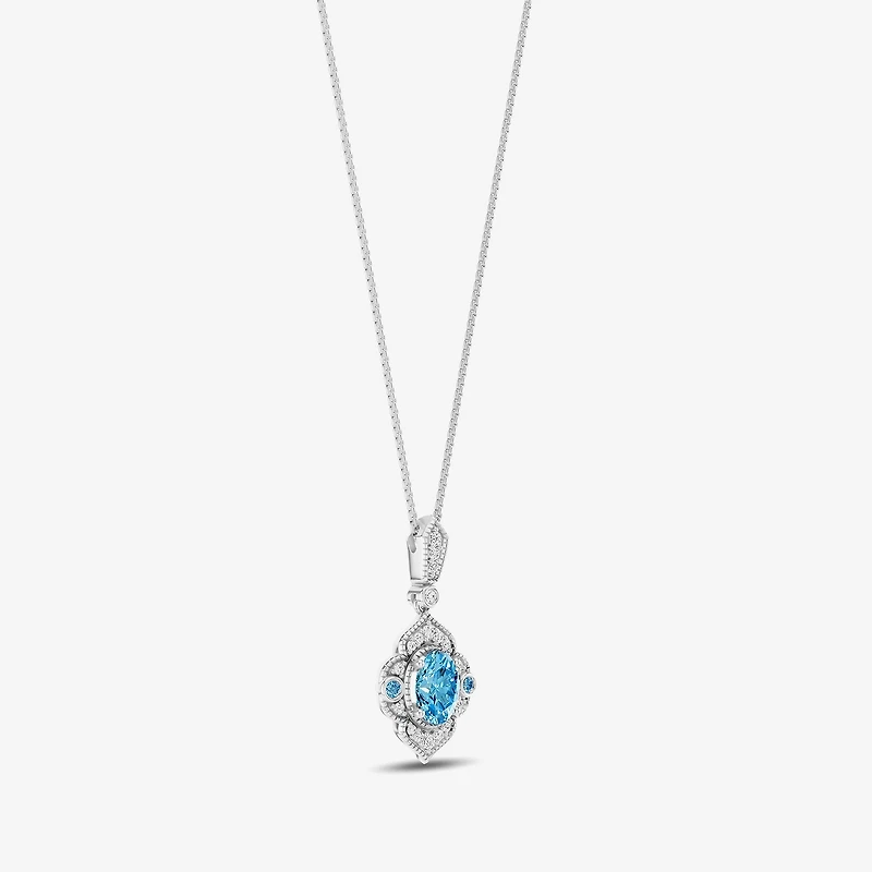 Enchanted Disney Fine Jewelry Womens 1/6 CT. T.W. Genuine Blue Topaz Sterling Silver 18 Inch Pendant Necklace