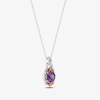 Enchanted Disney Fine Jewelry Womens 1/5 CT. Genuine Purple Amethyst 14K Two Tone Gold Over Silver 18 Inch Pendant Necklace