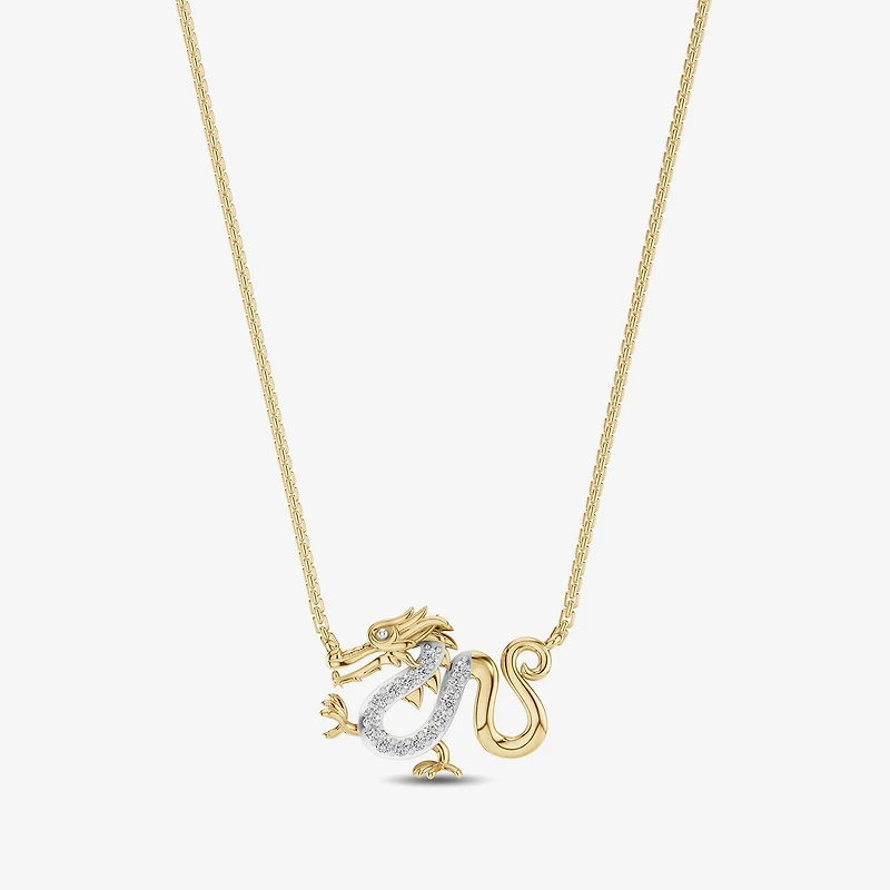 Enchanted Disney Fine Jewelry Womens Diamond Accent Natural White Diamond 14K Gold Over Silver 17 Inch Pendant Necklace