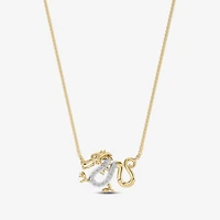 Enchanted Disney Fine Jewelry Womens Diamond Accent Natural White Diamond 14K Gold Over Silver 17 Inch Pendant Necklace