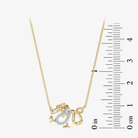 Enchanted Disney Fine Jewelry Womens Diamond Accent Natural White Diamond 14K Gold Over Silver 17 Inch Pendant Necklace