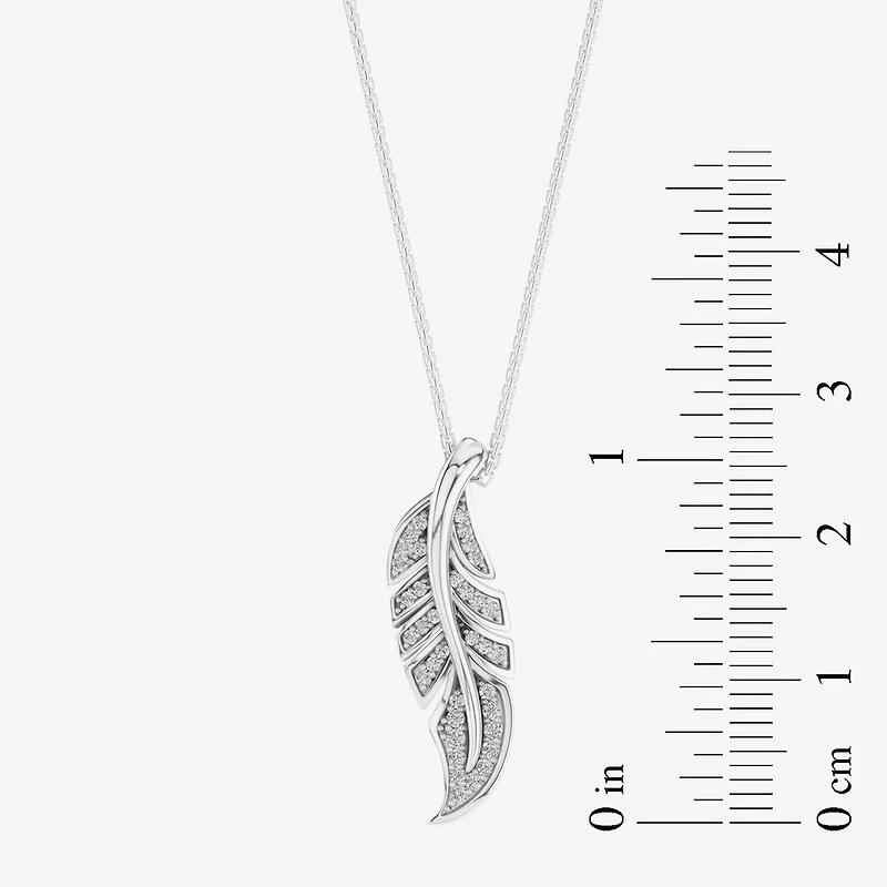 Enchanted Disney Fine Jewelry Womens 1/6 CT. T.W. Natural White Diamond Sterling Silver 18 Inch Pendant Necklace