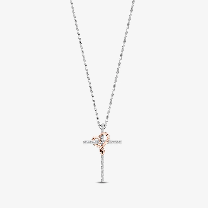 Hallmark Diamonds 1/10 CT.T.W. Natural Diamond Sterling SIlver With 14K Rose Gold Over SIlver Accent Pendant Necklace
