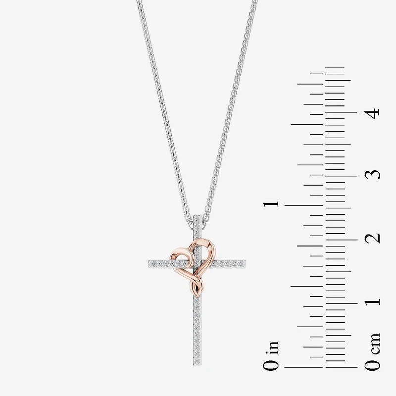 Hallmark Diamonds 1/10 CT.T.W. Natural Diamond Sterling SIlver With 14K Rose Gold Over SIlver Accent Pendant Necklace