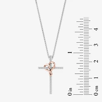 Hallmark Diamonds 1/10 CT.T.W. Natural Diamond Sterling SIlver With 14K Rose Gold Over SIlver Accent Pendant Necklace