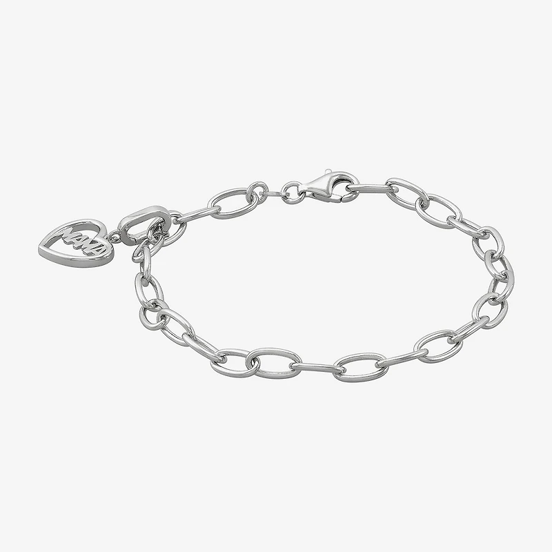 Limited Quantities! Womens Sterling Silver Heart Charm Bracelet