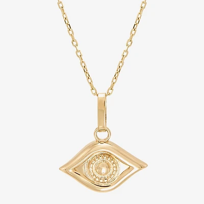 Limited Quantities! Womens 10K Gold Evil Eye 18 Inch Pendant Necklace