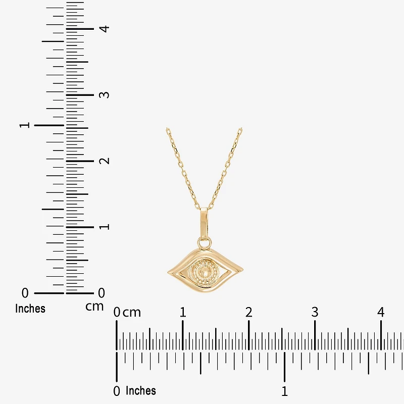 Limited Quantities! Womens 10K Gold Evil Eye 18 Inch Pendant Necklace