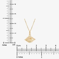Limited Quantities! Womens 10K Gold Evil Eye 18 Inch Pendant Necklace