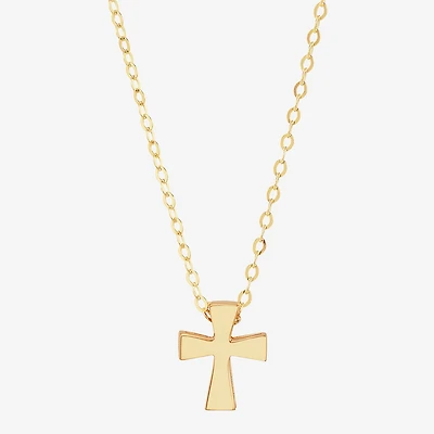 Limited Quantities! Womens 10K Gold Cross 17 Inch Pendant Necklace
