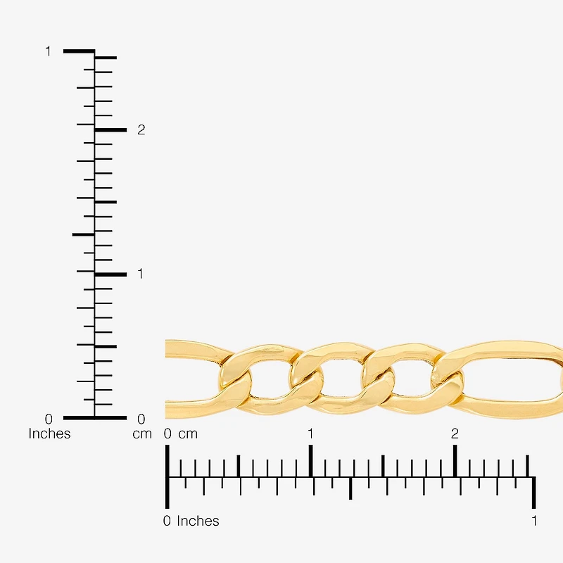 Limited Quantities! Womens 10K Gold 8 1/2 Inch Hollow Figaro Chain Bracelet