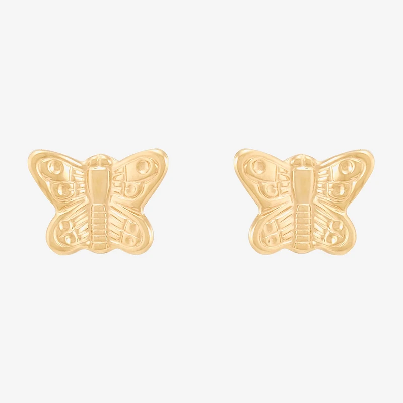 Limited Quantities! 14K Gold 4.5mm Butterfly Stud Earrings