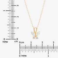 Limited Quantities! Girls White Cubic Zirconia 14K Gold Butterfly 13 Inch Pendant Necklace