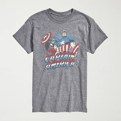 Novelty Mens Crew Neck Short Sleeve Regular Fit Captain America Marvel Big and Tall Graphic T-Shirt