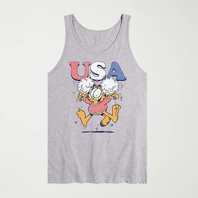 Novelty Mens Crew Neck Short Sleeve Garfield Tank Top