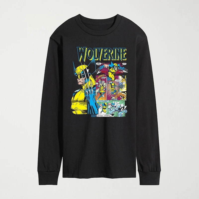 Novelty Mens Crew Neck Long Sleeve Regular Fit Marvel Graphic T-Shirt