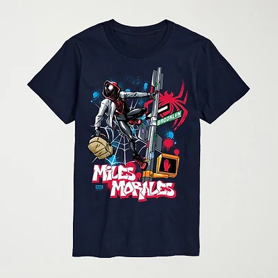 Novelty Mens Crew Neck Short Sleeve Regular Fit Marvel Spiderman Graphic T-Shirt